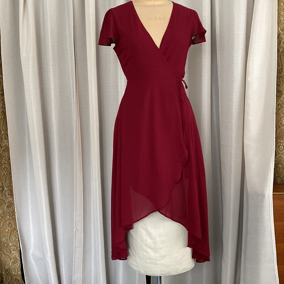 Burgundy wrap dress - Picture 4 of 14